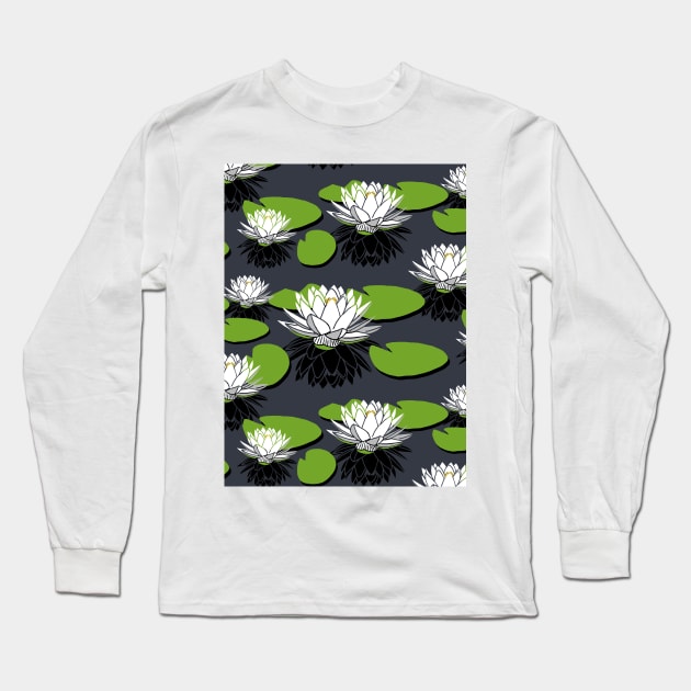 lotus flower pattern Long Sleeve T-Shirt by Quick Brown Fox Canada 